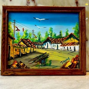 Charming acrylic painting - very vibrant and signed by the artist